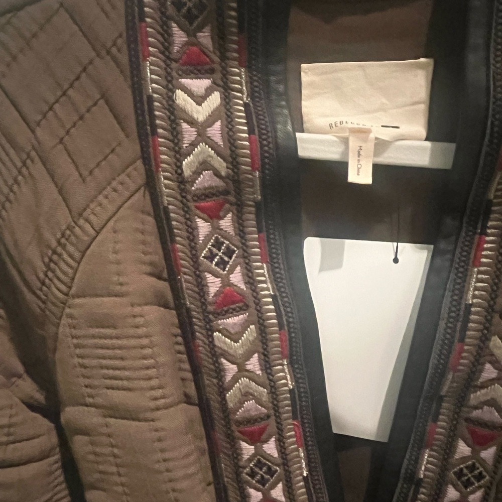 Rebecca Taylor embroidered coat with leather trim, NWOT